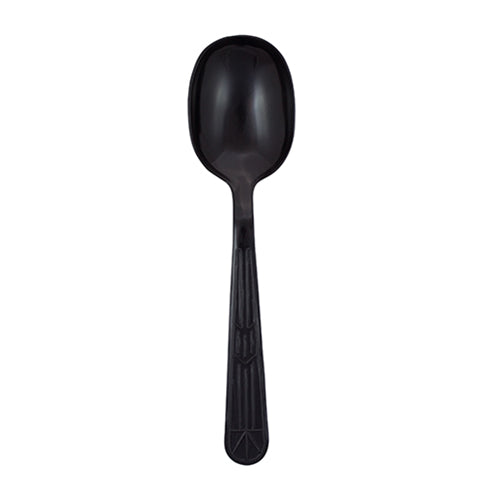 Safety Zone® Heavy Weight Polystyrene Unwrapped Soup Spoon, Black, Case of 1000 (SZNCPSHWSSBKE1)