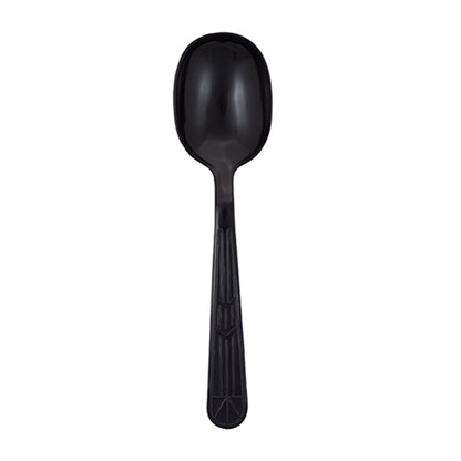 Safety Zone® Heavy Weight Polystyrene Unwrapped Soup Spoon, Black, Case of 1000 (SZNCPSHWSSBKE1)