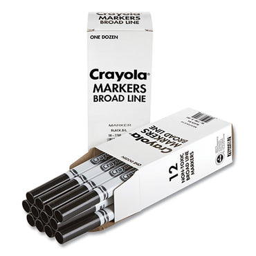 Crayola Bulk Broad Line Marker, Broad Bullet Tip, Black, 12/Box (CYO587700051)
