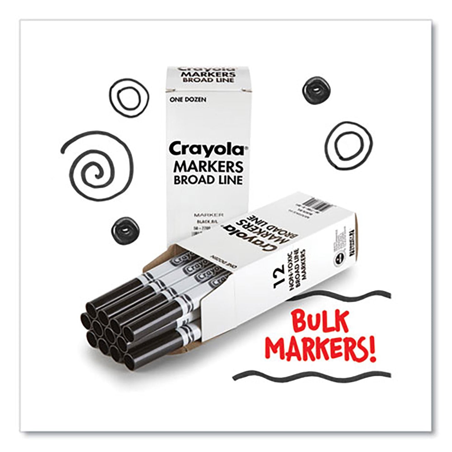 Crayola Bulk Broad Line Marker, Broad Bullet Tip, Black, 12/Box (CYO587700051)