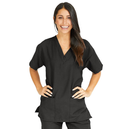 performax-womens-v-neck-2-pocket-tunic-scrub-top-size-m-black-1-ea-839dkwm_1