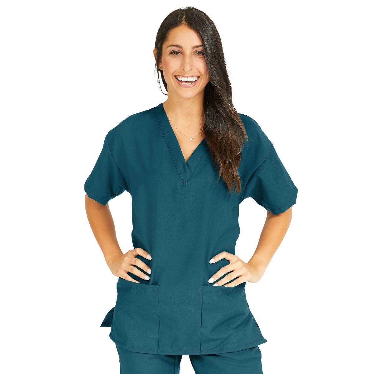 performax-womens-v-neck-2-pocket-tunic-scrub-top-size-xs-caribbean-blue-1-ea-839jcbxs_1