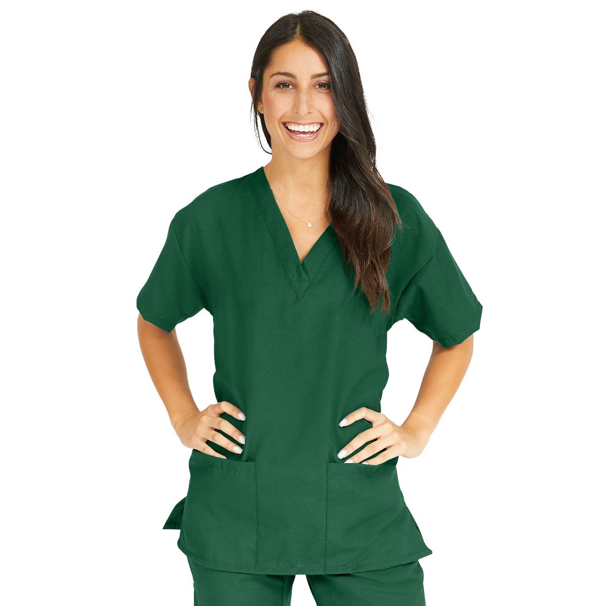 performax-womens-v-neck-2-pocket-tunic-scrub-top-size-l-evergreen-1-ea-839jegl_1