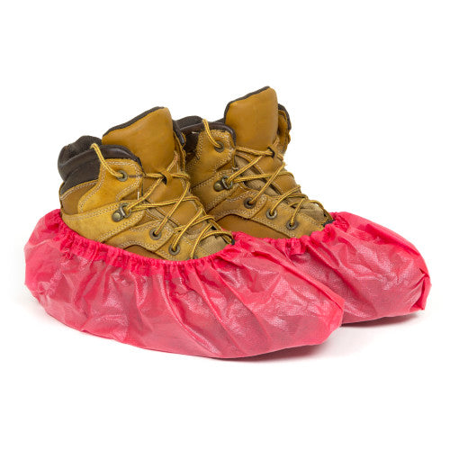 Safety Zone® Heavy Duty Waterproof Anti-Skid Shoe & Boot Covers, Red, 120/Box, 2 bxs/Case, X-Large (SZNDA-SC300-XL)