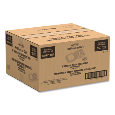 Dart Hinged Lid Containers, Single Compartment, 9 x 8.8 x 3, White, 150/Carton (DCC90MFPPHT1R)