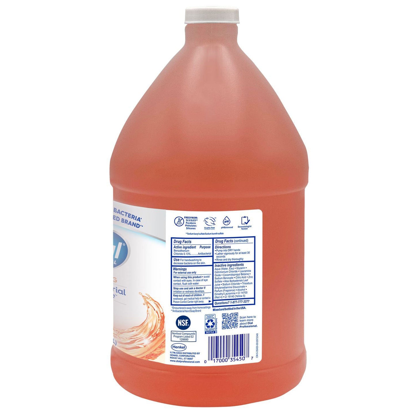 Dial Professional Antibacterial Foaming Hand Wash, Plus Aloe, Original, 1 gal, 4/Carton (DIA35452)