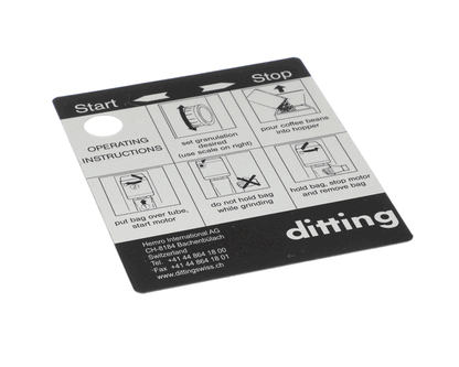 Ditting USA 703069 Operating Label English Ditting Kfx 1203 (DIG703069)