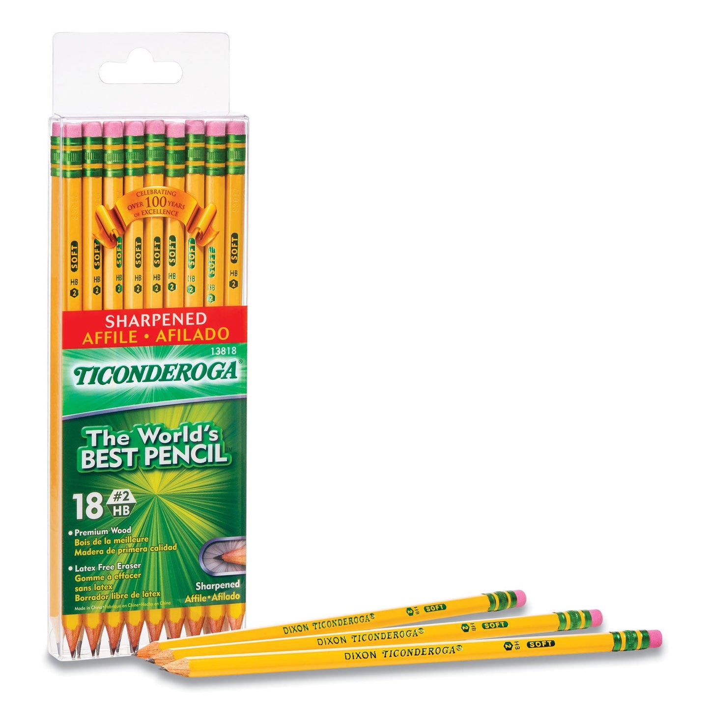 Dixon Pre-Sharpened Pencil, HB  (#2), Black Lead, Yellow Barrel, 18/Pack (DIX13818)