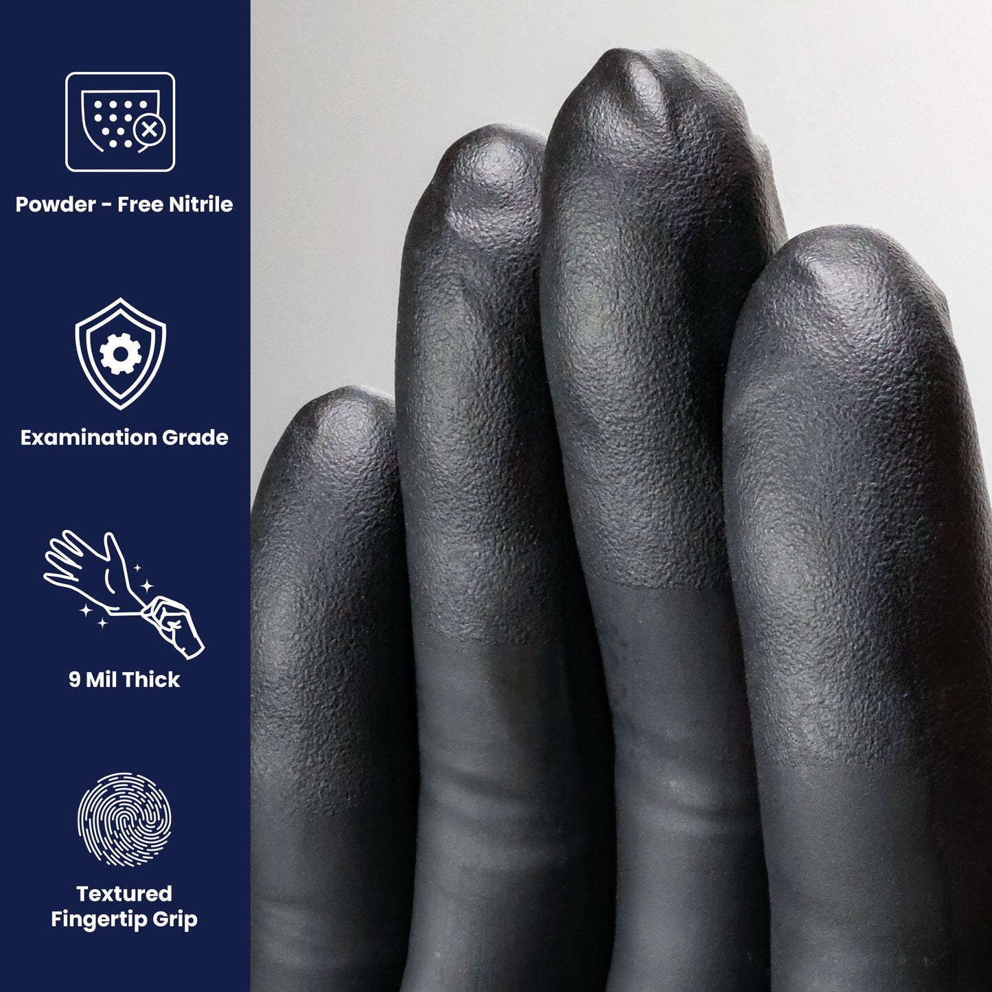 Safety Zone® Dark Light Nitrile Powder Free 9 mil Exam Gloves, Black, XL, Case of 900 (SZNDLG678)
