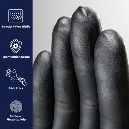 Safety Zone® Dark Light Nitrile Powder Free 9 mil Exam Gloves, Black, XL, Case of 900 (SZNDLG678)