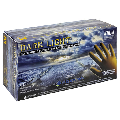 Safety Zone® Dark Light Nitrile Powder Free 9 mil Exam Gloves, Black, Med, Case of 1000 (SZNDLG675)
