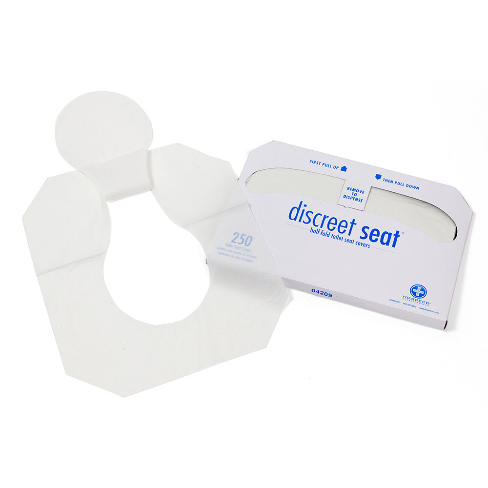 Hospeco® Discreet Seat® Toilet Seat Covers, Half Fold, 250/Pack, 4 Packs/Case (HOSDS1000CT)