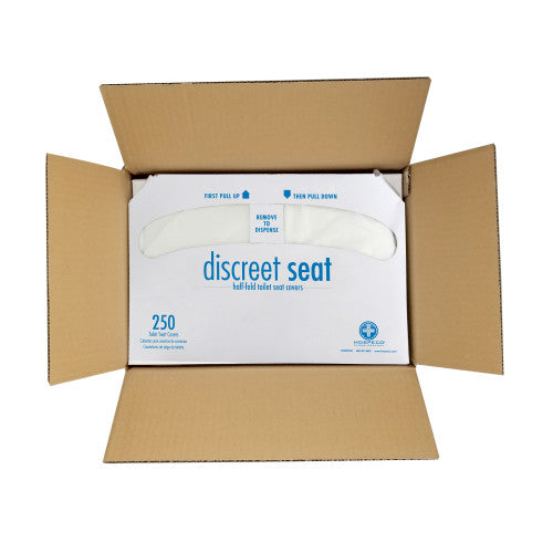 Hospeco® Discreet Seat® Toilet Seat Covers, Half Fold, 250/Pack, 20 Packs/Case (HOSDS5000CT)