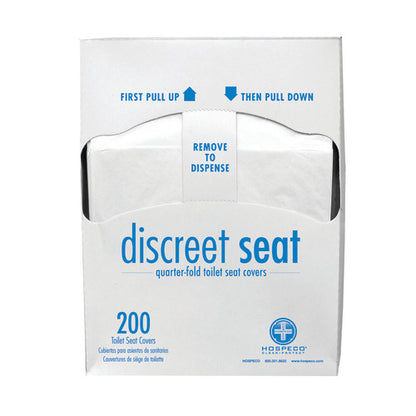 Hospeco® Discreet Seat® Toilet Seat Covers, Quarter Fold, 200/Pack, 20 Packs/Case (HOSDS-QTR-5M)
