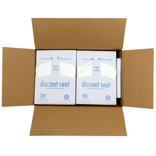 Hospeco® Discreet Seat® Toilet Seat Covers, Quarter Fold, 200/Pack, 20 Packs/Case (HOSDS-QTR-5M)