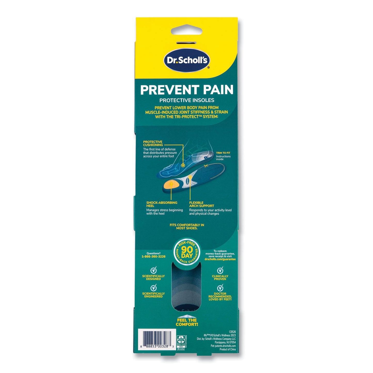 Dr. Scholl's Prevent Pain Protective Insoles for Men, Men's Size 8 to 14, Blue (DSC00328)