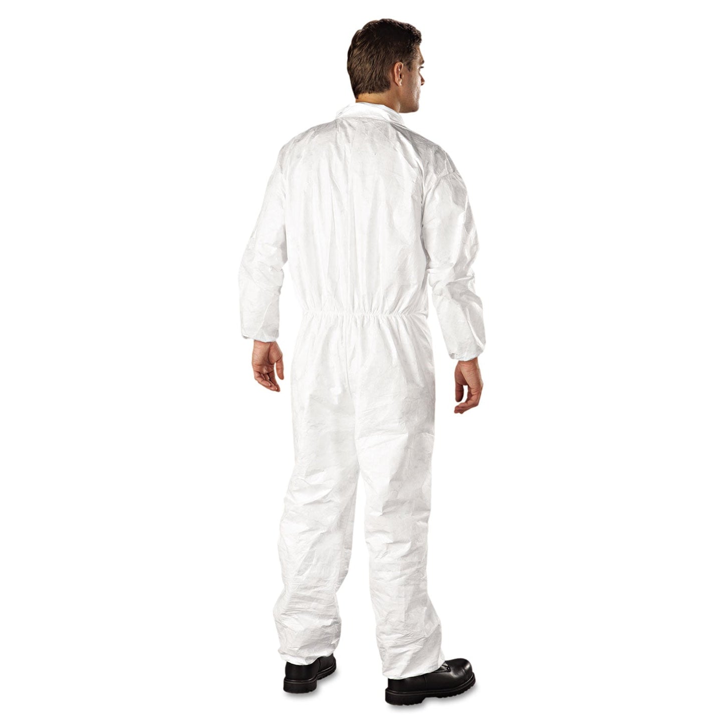 Dupont Tyvek® 400 Coverall, Serged Seams, Collar, Elastic Waist, Elastic Wrists and Ankles, Zipper Front, Storm Flap, White, Large (DUPTY125SL)