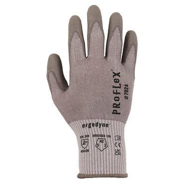 Ergodyne ProFlex 7024 ANSI A2 PU Coated CR Gloves, Gray, X-Small, Pair (EGO10401)