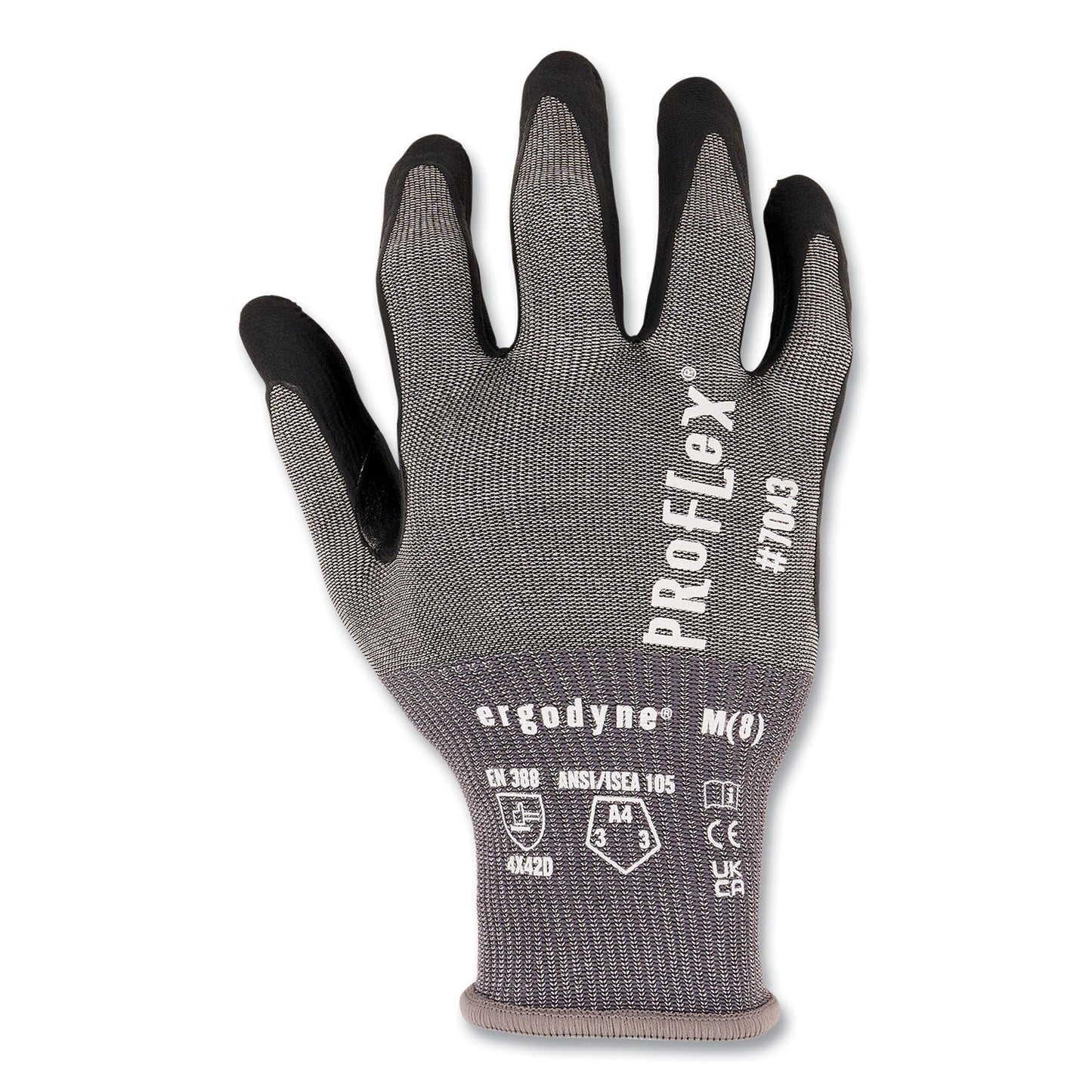 Ergodyne ProFlex 7043 ANSI A4 Nitrile Coated CR Gloves, Gray, Small, 1 Pair (EGO10522)