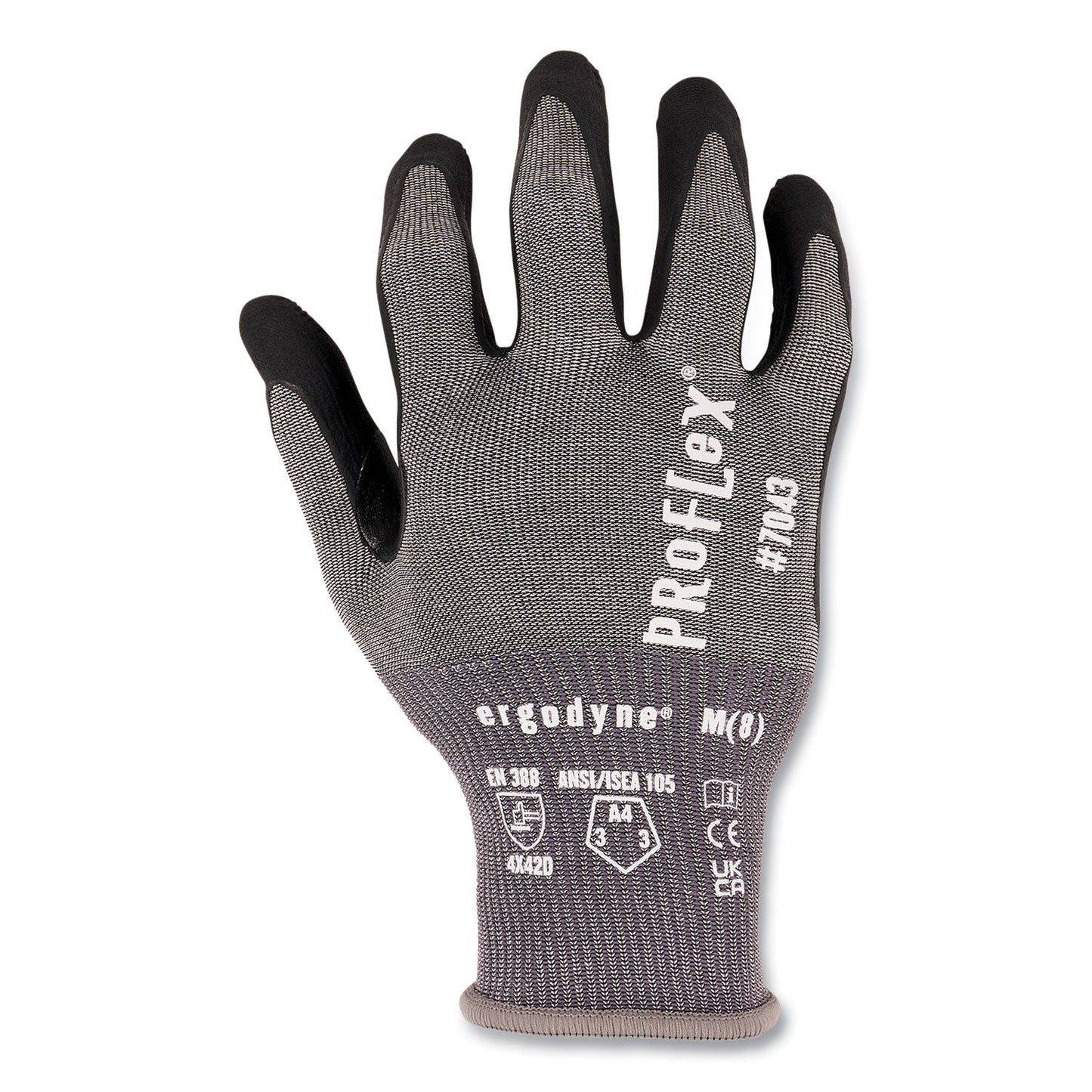 Ergodyne ProFlex 7043 ANSI A4 Nitrile Coated CR Gloves, Gray, Large, 1 Pair (EGO10524)