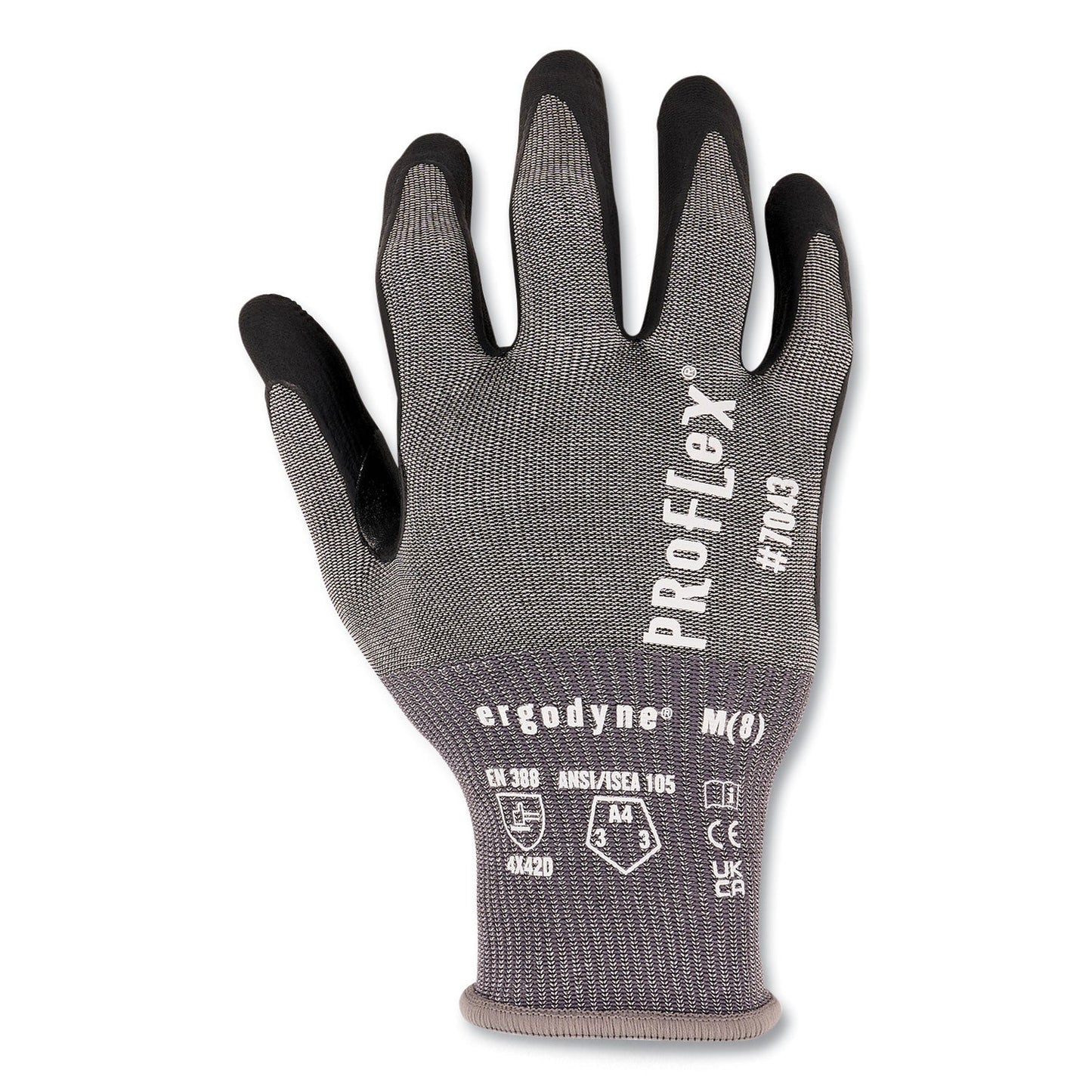 Ergodyne ProFlex 7043 ANSI A4 Nitrile Coated CR Gloves, Gray, 2X-Large, 1 Pair (EGO10526)