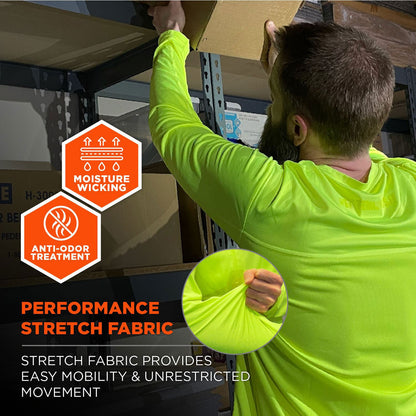 Ergodyne Chill-Its 6689 Cooling Long Sleeve Sun Shirt with UV Protection, Medium, Lime (EGO12143)