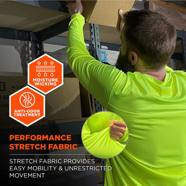 Ergodyne Chill-Its 6689 Cooling Long Sleeve Sun Shirt with UV Protection, 3X-Large, Lime (EGO12147)