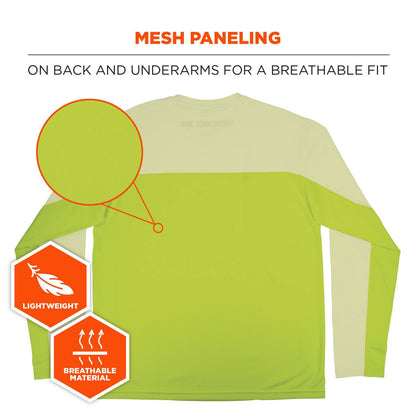 Ergodyne Chill-Its 6689 Cooling Long Sleeve Sun Shirt with UV Protection, 3X-Large, Lime (EGO12147)