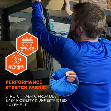 Ergodyne Chill-Its 6689 Cooling Long Sleeve Sun Shirt with UV Protection, 2X-Large, Blue (EGO12156)