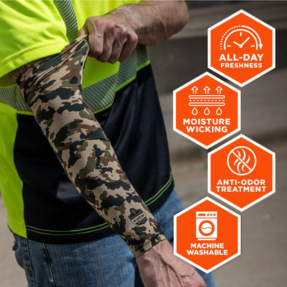 Ergodyne Chill-Its 6695 Sun Protection Arm Sleeves, Polyester/Spandex, Medium/Large, Camo (EGO12191)