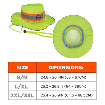 Ergodyne Chill-Its 8935CT Hi-Vis PVA Ranger Sun Hat, Polyester/PVA, 2X-Large/3X-Large, Lime (EGO12600)