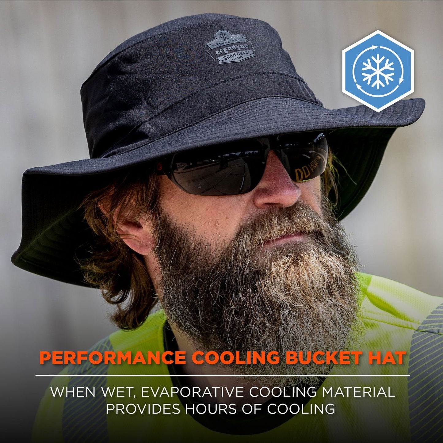 Ergodyne Chill-Its 8939 Cooling Bucket Hat, Polyester/Spandex, One Size Fits Most, Black (EGO12664)