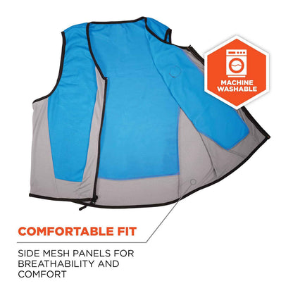 Ergodyne Chill-Its 6667 Wet Evaporative PVA Cooling Vest with Zipper, PVA, 3X-Large, Blue (EGO12697)