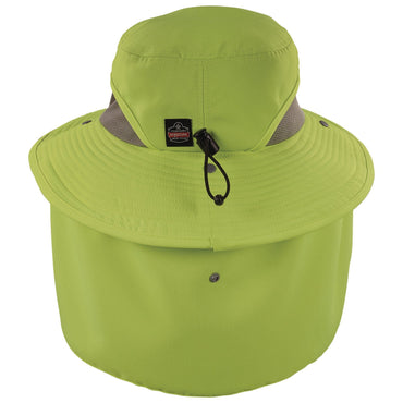 Ergodyne Chill-Its 8934 Ranger Hat with Neck Shade, Microfiber/Polyester, Small/Medium, Lime (EGO12710)