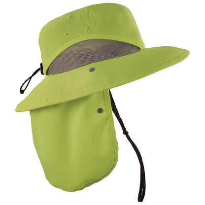 Ergodyne Chill-Its 8934 Ranger Hat with Neck Shade, Microfiber/Polyester, Small/Medium, Lime (EGO12710)