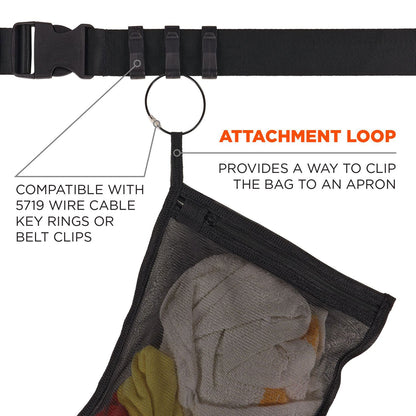 Ergodyne Arsenal 5718 Zippered Mesh Wash Bag, 8 x 10, Polyester, Black, 10/Pack (EGO13721)