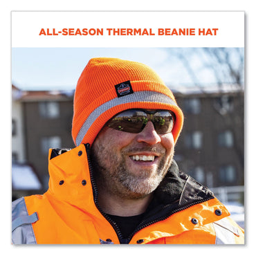 Ergodyne N-Ferno 6803 Reflective Rib Knit Winter Hat, One Size Fits Most, Orange (EGO16865)