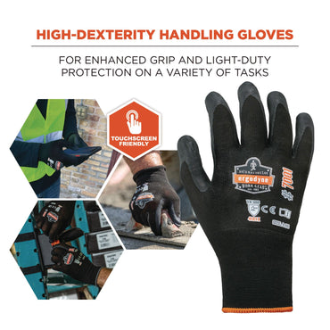 Ergodyne ProFlex 7001 Nitrile-Coated Gloves, Black, X-Small, Pair (EGO17951)
