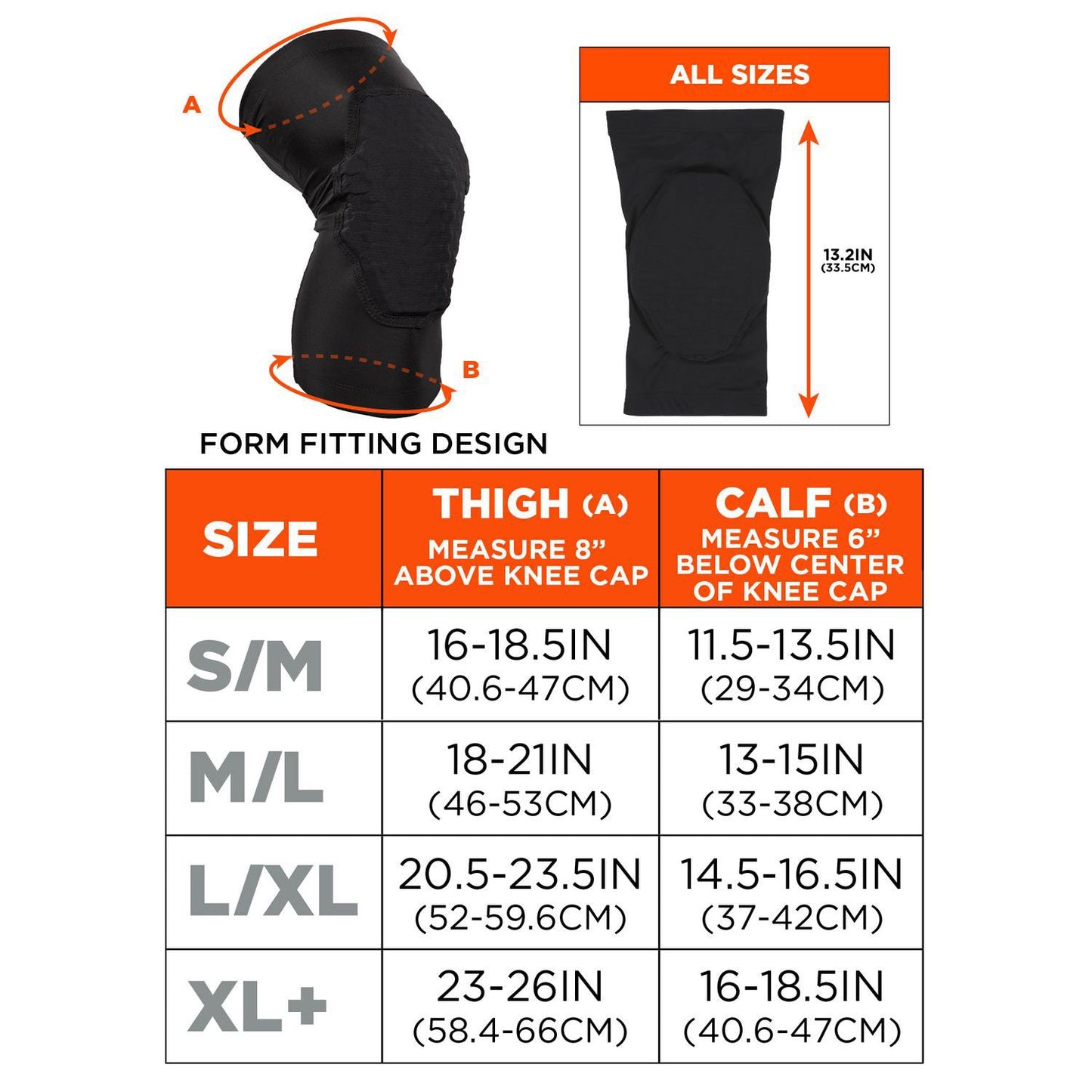 Ergodyne Proflex 525 Lightweight Padded Knee Sleeves, Slip-On, Medium/Large, Black, Pair (EGO18526)