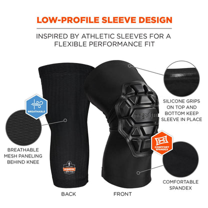 Ergodyne ProFlex 550 Padded Knee Sleeves with 3-Layer Foam Cap, Slip-On, X-Large+, Black, Pair (EGO18553)