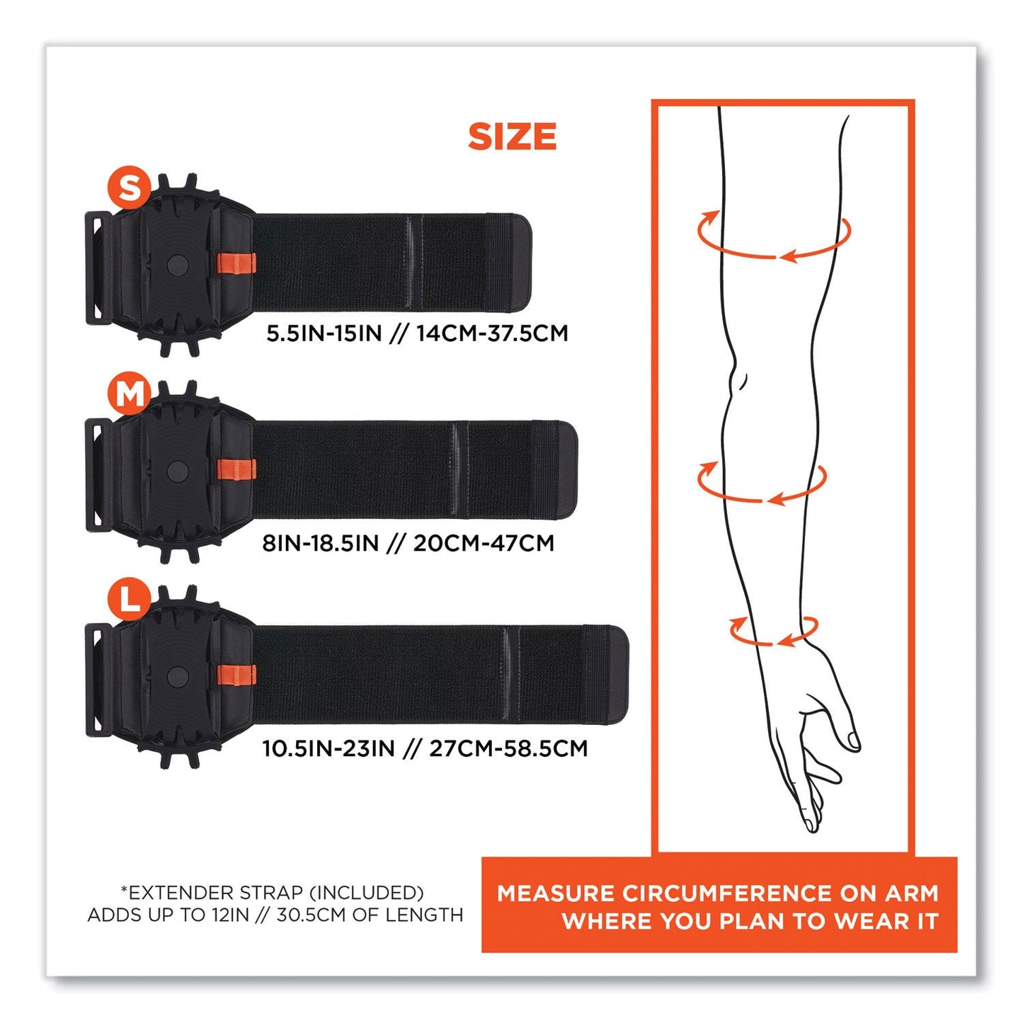 Ergodyne Squids 5545 Arm and Wrist Scanner Mount, Small, 7 x 8.5 x 1.5, Elastic, Black (EGO19143)