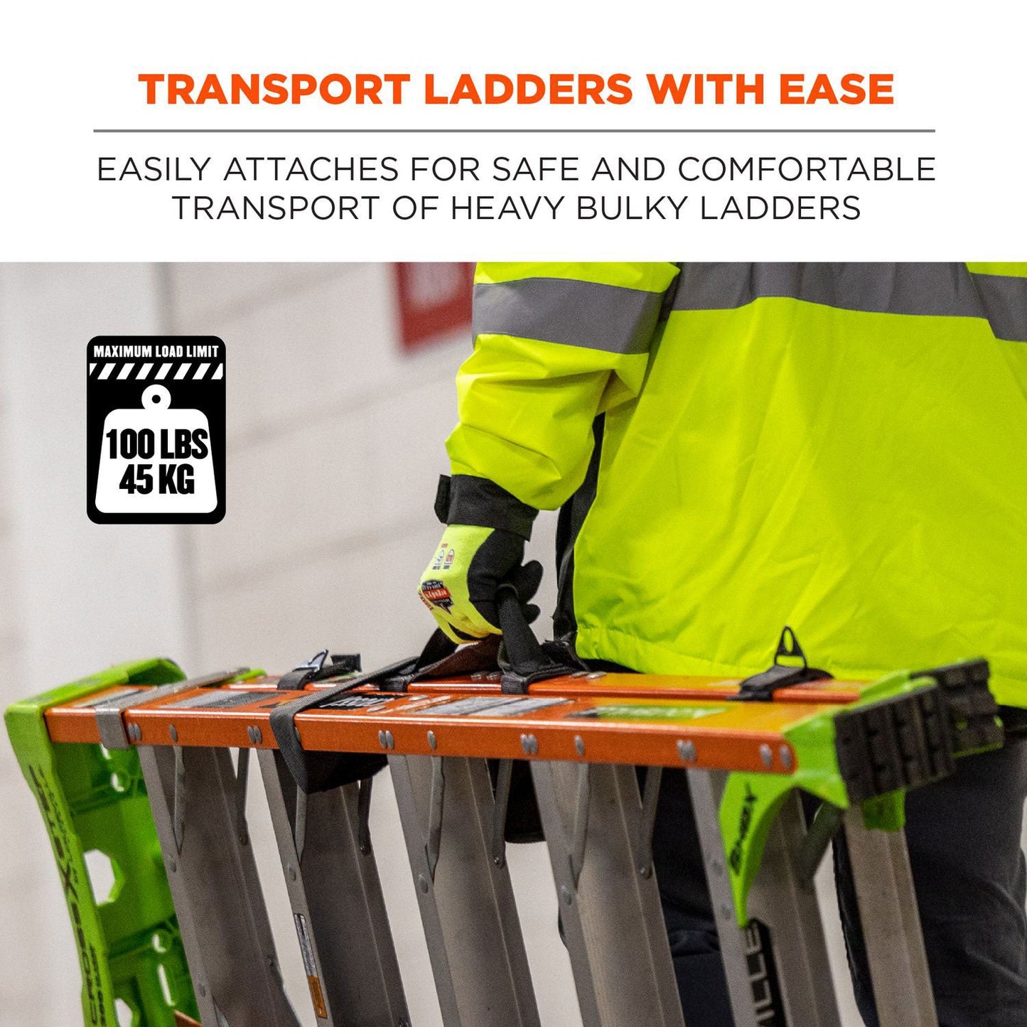 Ergodyne Arsenal 5301 Ladder Carrying Handle, Supports Up to 100 lb, 2 x 9 x 11, Black (EGO19197)