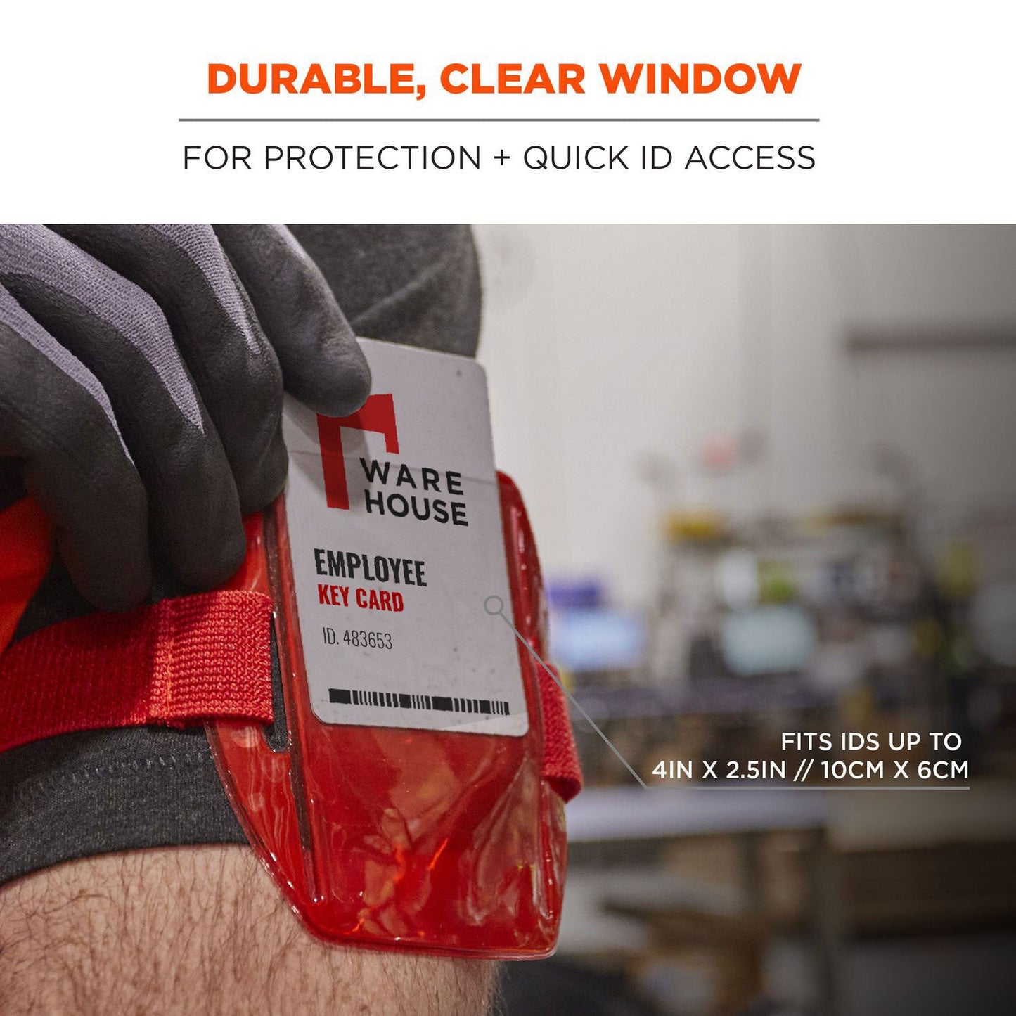 Ergodyne Squids 3386 Arm Band ID/Badge Holder, Vertical, Red 3.75 x 4.25 Holder, 2.5 x 4 Insert (EGO19955)