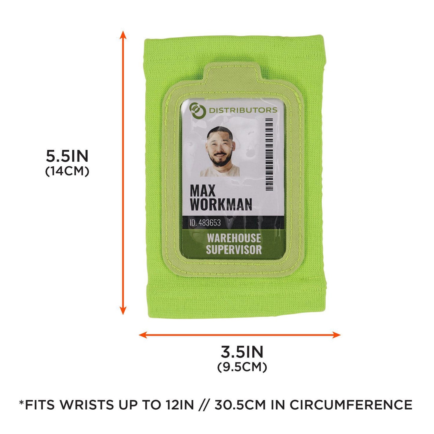 Ergodyne Squids 3388 Wrist ID/Badge Holder, Vertical, Lime 3.5 x 5.5 Holder, 2.75 x 3.75 Insert (EGO19962)