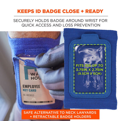 Ergodyne Squids 3388 Wrist ID/Badge Holder, Vertical, Blue 3.5 x 5.5 Holder, 2.75 x 3.75 Insert (EGO19963)
