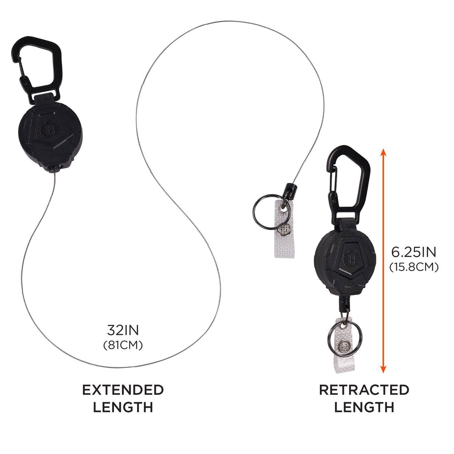 Ergodyne Squids 3391 ID/Badge Reel, Extends 32", Black (EGO19968)