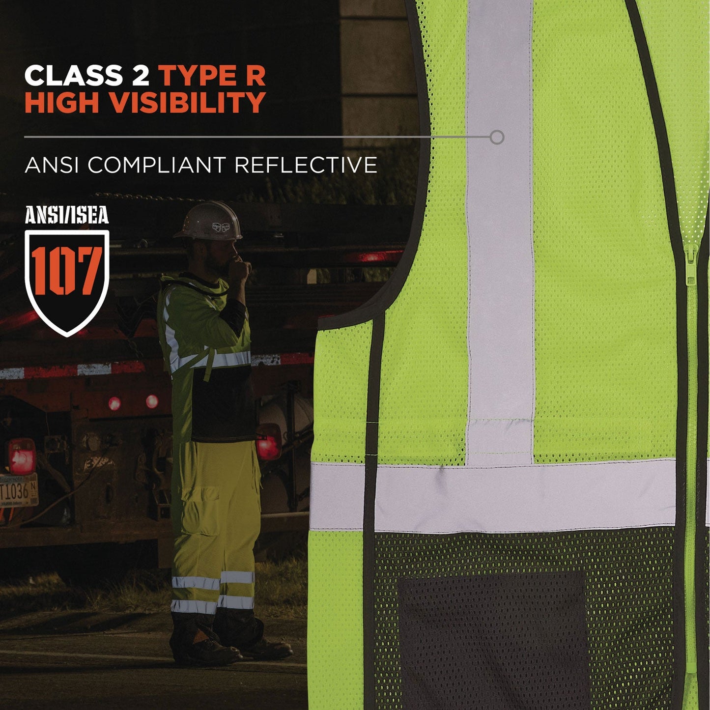 Ergodyne GloWear 8210Z Hi-Vis Class 2 Mesh Vest, Large to X-Large, Lime (EGO23015)