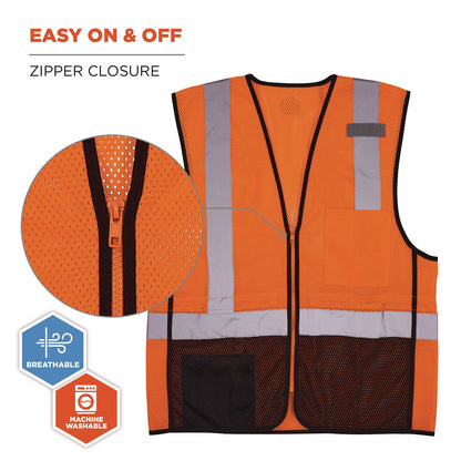 Ergodyne GloWear 8210Z Hi-Vis Class 2 Mesh Vest, Large to X-Large, Orange (EGO23025)