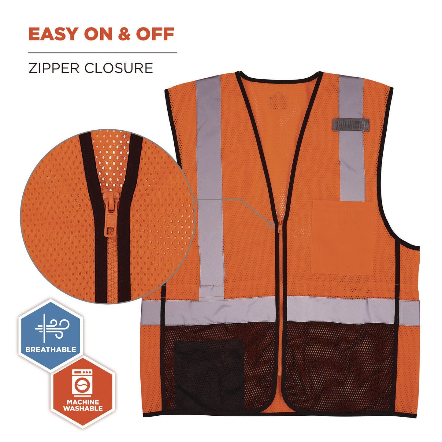 Ergodyne GloWear 8210Z Hi-Vis Class 2 Mesh Vest, 4X-Large to 5X-Large, Orange (EGO23029)