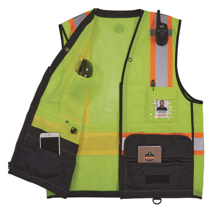 Ergodyne GloWear 8251HDZ Class 2 Two-Tone Hi-Vis Safety Vest, 2X-Large to 3X-Large, Lime (EGO23037)